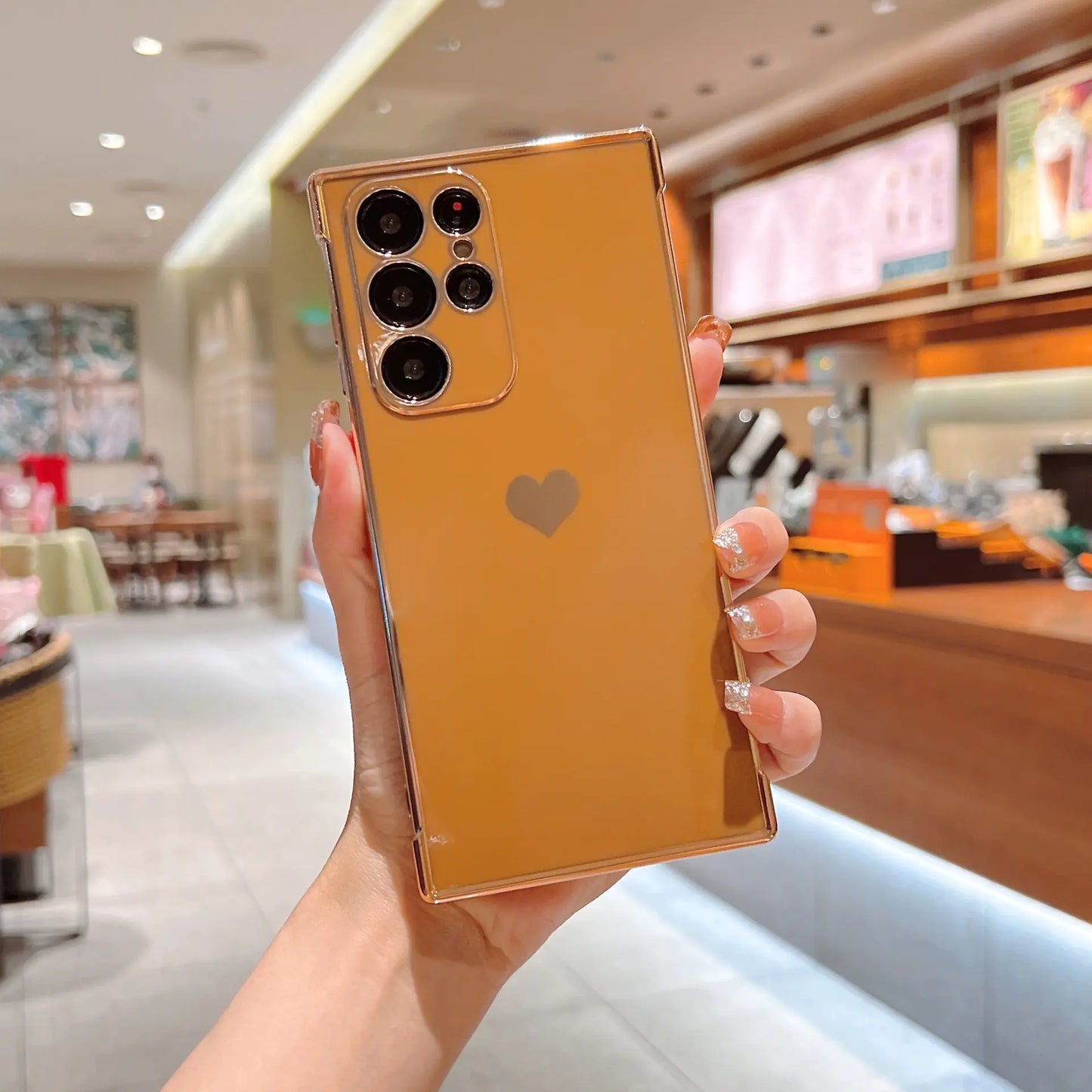 Luxury Heart-Shaped Silicone Phone Case for Galaxy S22